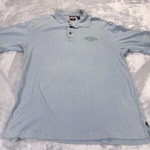 Harley Davidson XL Blue Orlando Florida Graphic Polo Shirt Short Sleeve 2003